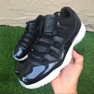 Jordan 11 Retro Low "72-10" Black/Gym Red-White-Sail (AV2187 001) Size 9.5